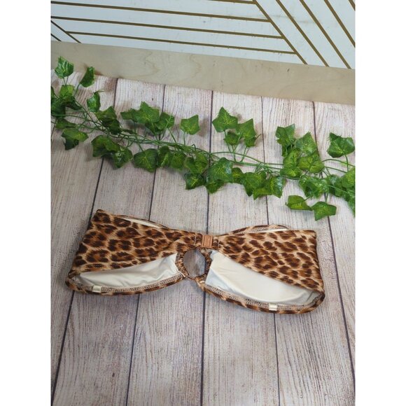 Zimmermann Women's Bikini Top Strapless Animal Print Cheetah Ring Size 1 - Picture 4 of 7